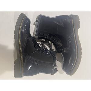 Dr Martens 1460 Patent Boots Woman Sz 5 Side Zip Black Lace Up